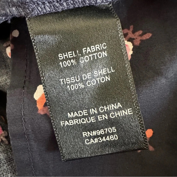 Rebecca Taylor size 8 Navy Blue Ruffle Sleeveless Blouse Top Floral high neck - Picture 4 of 5